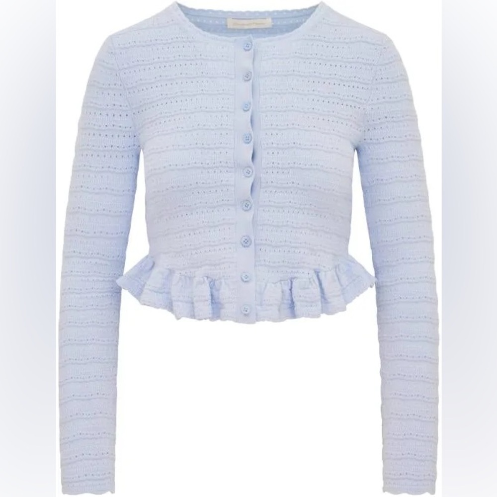 Loveshackfancy Rogan Ruffle-Hem Cardigan